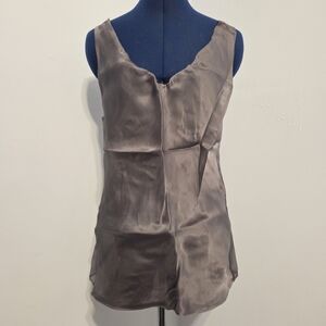 Silver Italian Silk Organza Tank Top Size 46